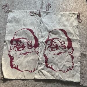 Set of 2 Santa drawstring burlap bags